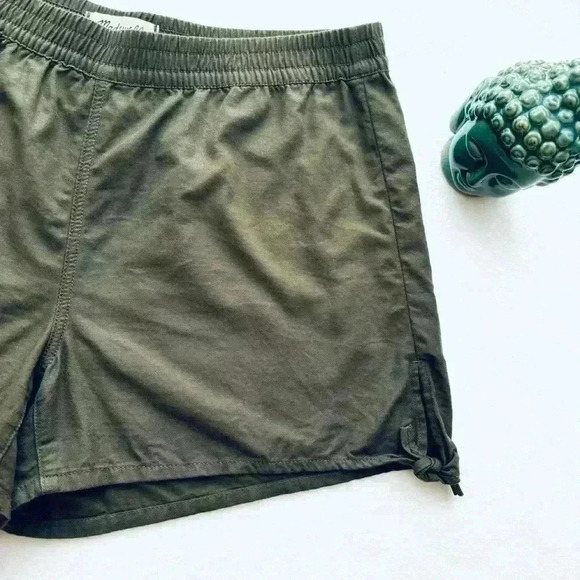 MADEWELL Army Green Cotton Elastic Highrise Side Tie Soft Board Shorts Size M - Picture 5 of 13
